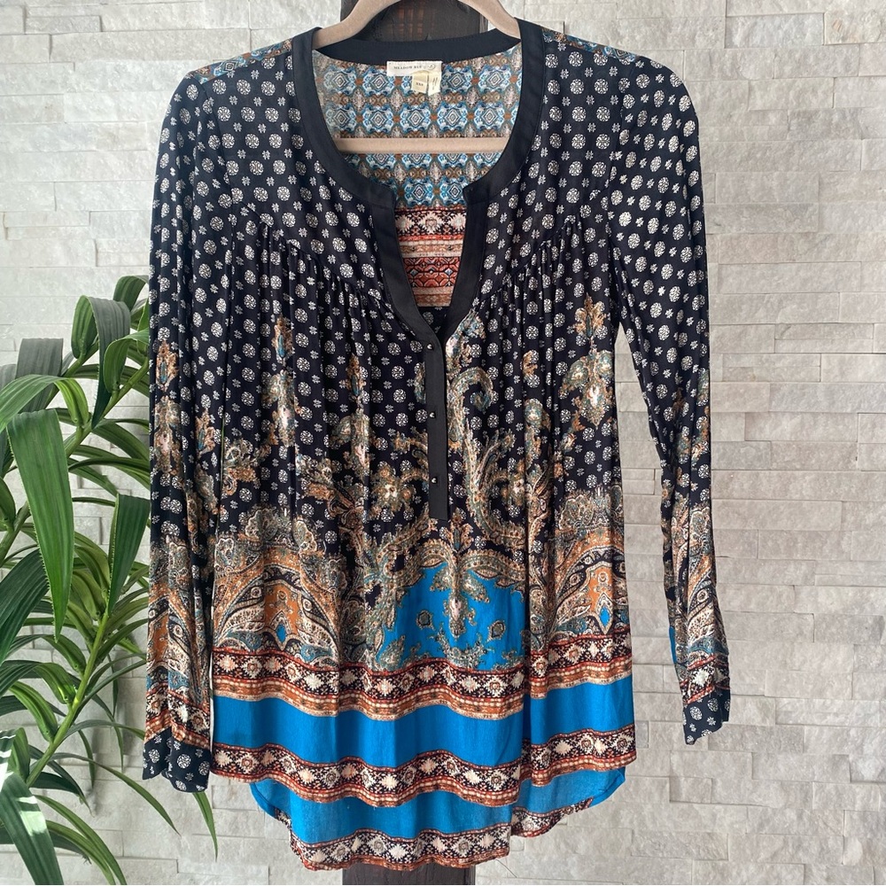 ANTHRO Meadow Rue Oversized Boho Paisley Tunic Size XS